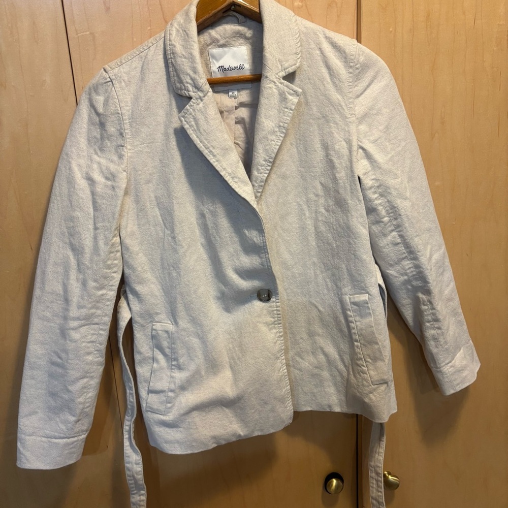 Madewell Cotton-Linen Belted Blazer XS - Picture 2 of 6